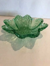 Vintage Light Green Pressed Glass Dish