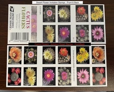 New Book of 20 Stamps – “Cactus Flowers” - Invitation Desert Stamps - 2019