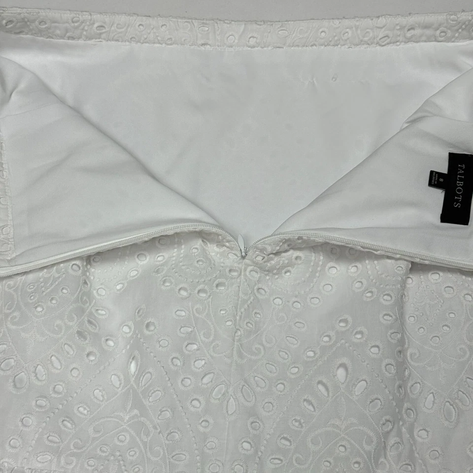 Saia Talbots branca ilhós renda em camadas pradaria com babados bainha recortada forrada 8 - Imagem 3 de 4