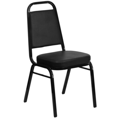 Trapezoidal Back Stacking Banquet Chair with Black Vinyl and Black