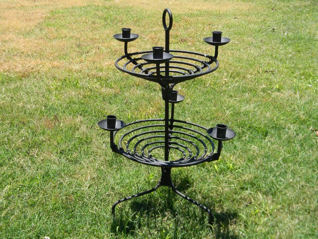 Pottery Barn Candle Holder Wrought Iron Rustic Wire Taper