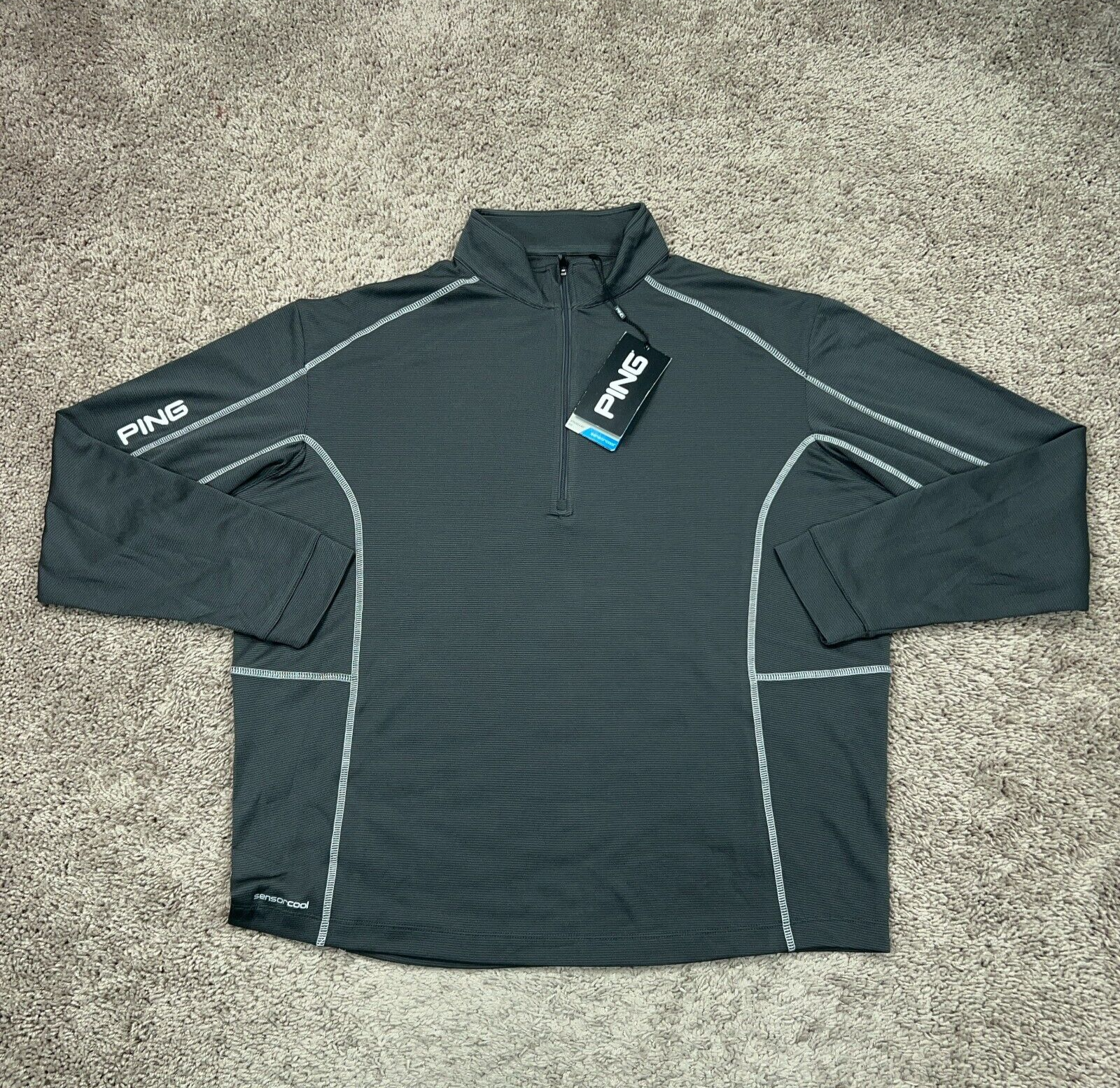 PING Jacket Men Large Gray Performance Sensor Cool Contrast Stitch Pullover Golf