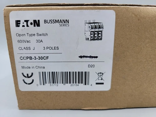 EATON BUSSMANN CCPB-3-30CF Open Type Switch Fusible Disconnect 30A 600V 3 Pole