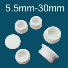 Snap-on Hole Plugs Silicone Rubber 5.5mm-30mm White Blanking End Caps Pipe Tube