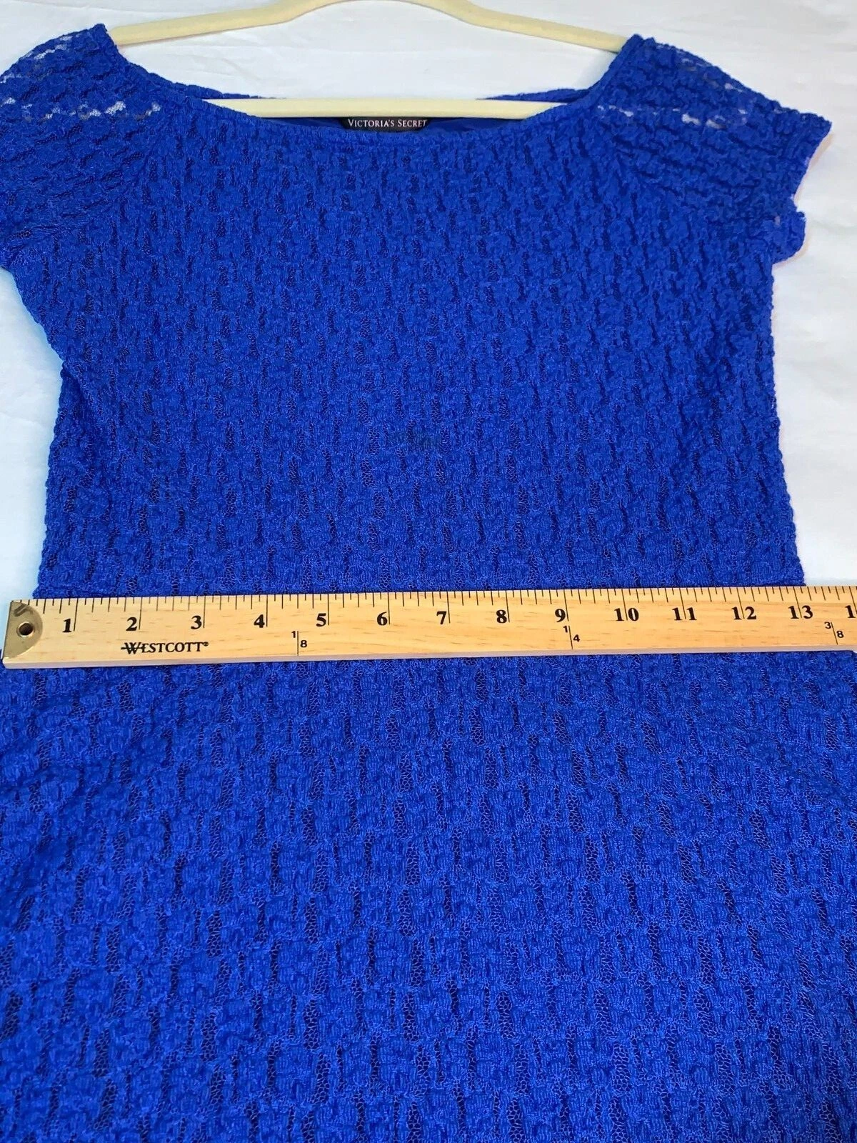 UNDERCOVER Abito Victoria Secret blu royal foderato in pizzo manica corta con gonna svasata S P