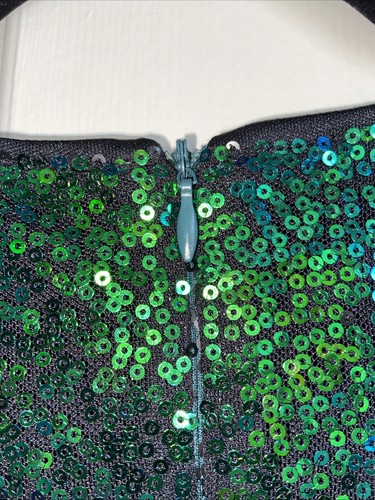 Bella Pogue XL Sequin Mermaid Fade Green Blue Purple Short Cocktail Lined Dress - Picture 6 of 9