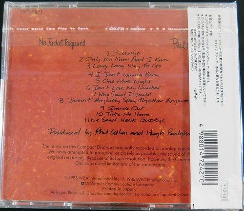Phil Collins -No Jacket Required/1985 the 3rd Studio Album Japan Pressing CD,OBI - Picture 2 of 3