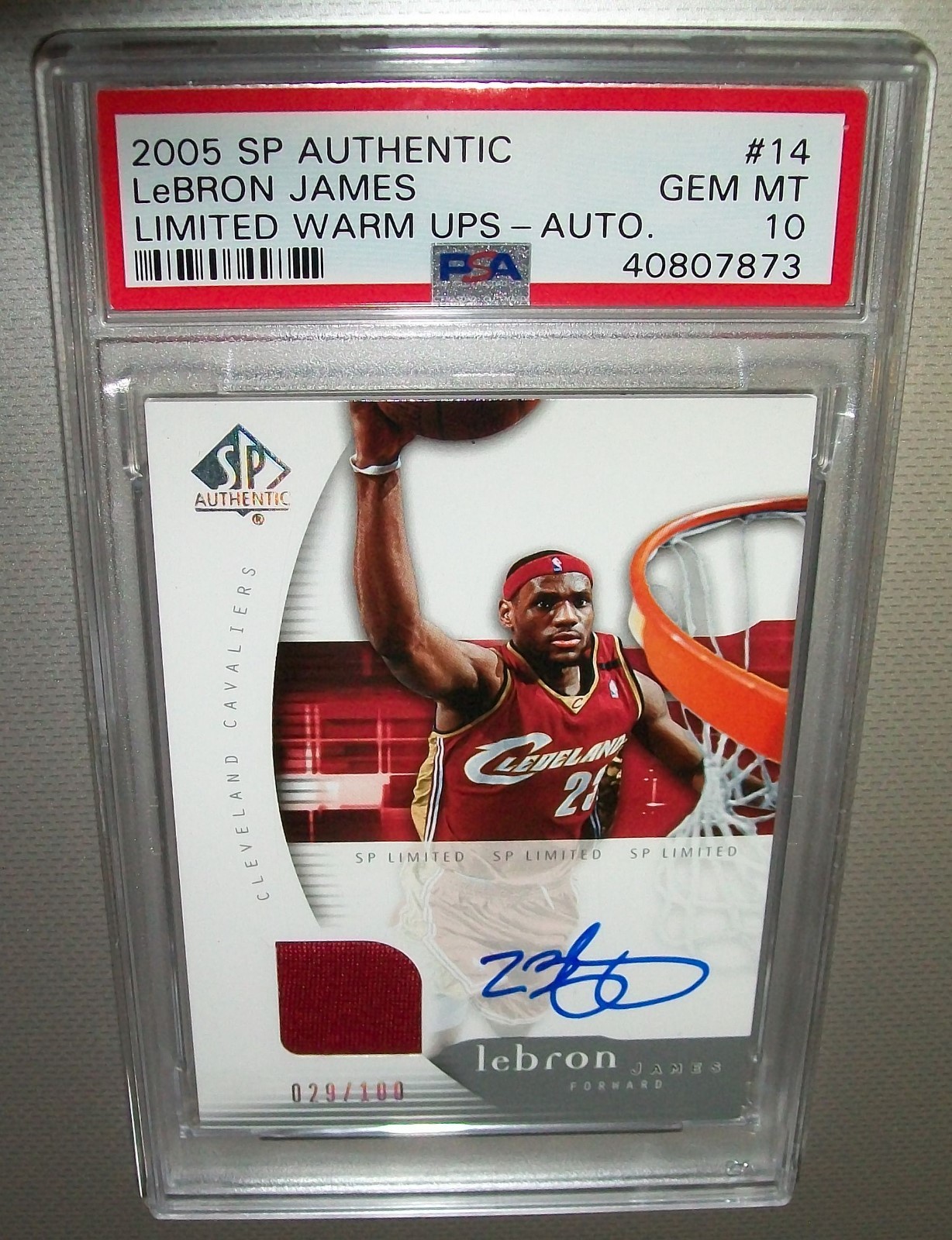2005 UD SP Authentic LeBron James Jersey Auto 29/100 PSA 10 'LIMITED WARM UPS'  view 7