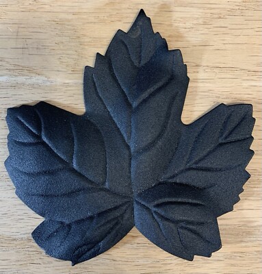 Black Painted Metal Decorative Leaf - Repurposed Craft Piece (Used) Good Cond.