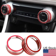 2pcs Red AC Climate Control Knob Ring Cover Trim For 2019-2021 Toyota RAV4