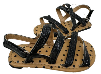 Joe Boxer Youth Girl's Sonora Strappy Sandals Black/Sparkle Size:11 202D