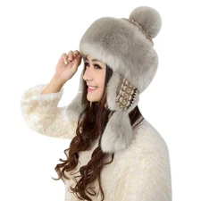 Warmer Faux Fur Trapper Hat for Women, Furry Warm Mongolian Russian Skiing Wi...