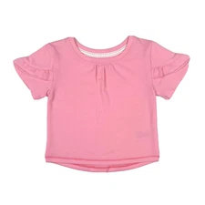 Cat and Jack Baby Pink Polyester Short Sleeve Pleated Casual T Shirt Top Sz 18 M