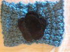 Ob.D. Handmade, Hand Knit Blue Snood/Cowl w/Black Crochet Flower — photo 7