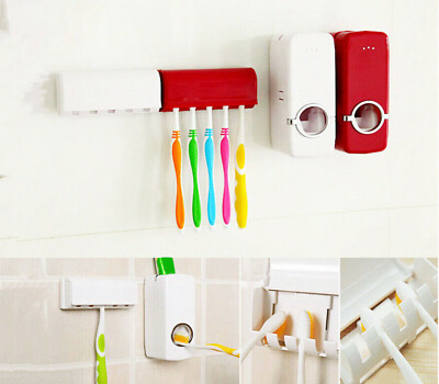 Dispenser Automatico Dentifricio E Portaspazzolino Da Parete - Con 4 Slot E 2 Bicchieri, Per Bagno - Foto 11