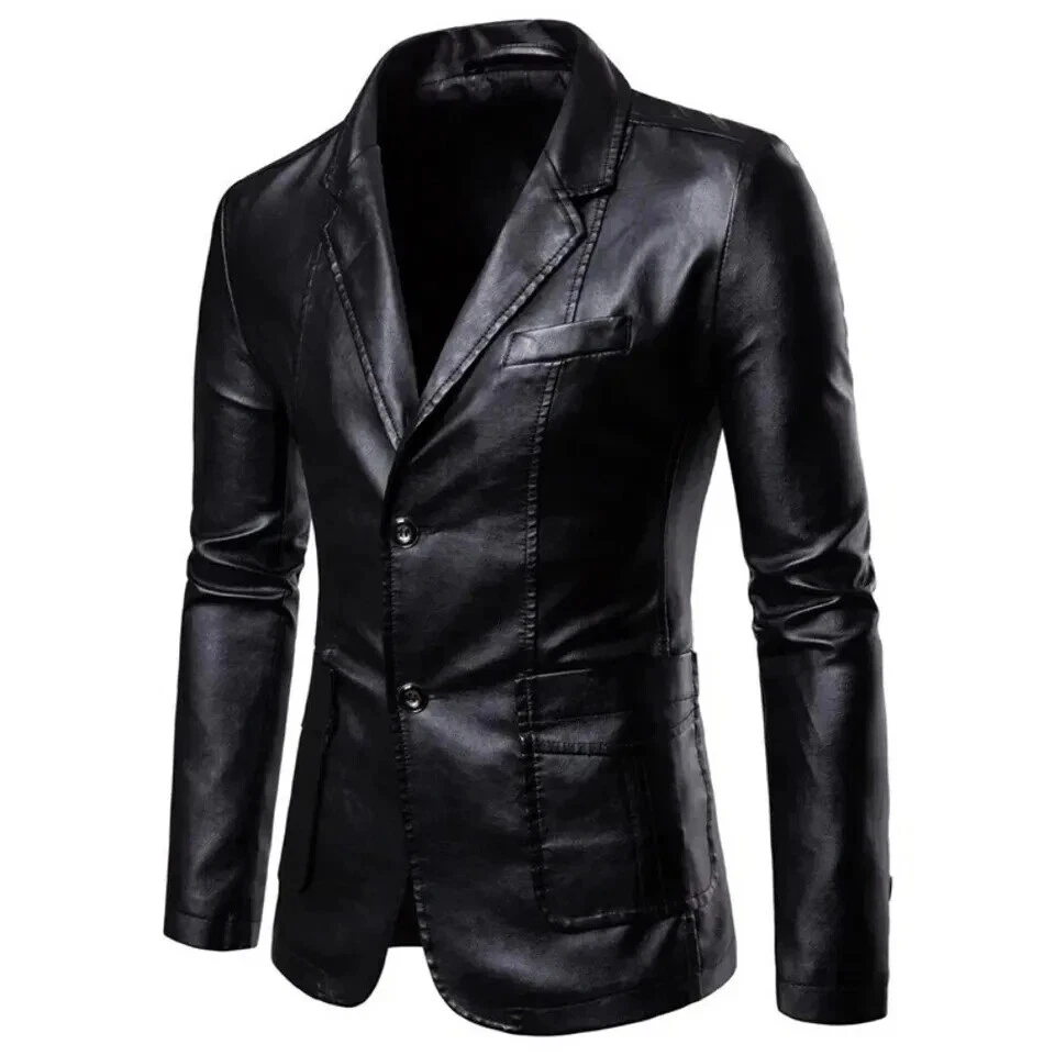 CLASSIC Men's Black LeatherBlazer 100% Pure Lambskin Causal Slim Fit Coat Blazer