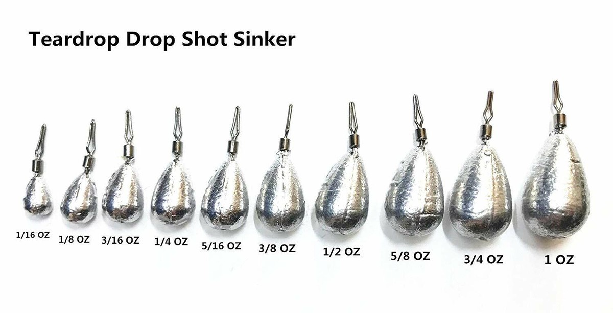 10 Pcs Teardrop Drop Shot Sinker Fishing Sinkers in Various Weight