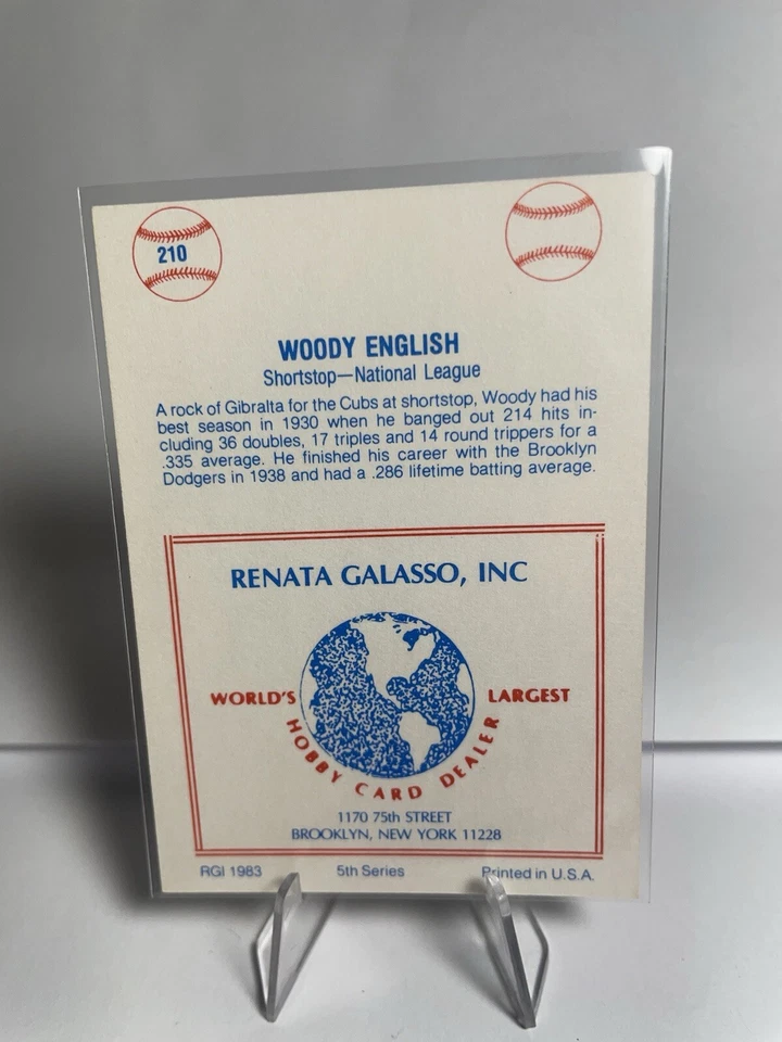 1977-84 TCMA Renata Galasso - Series 5 #210 Woody English - Image 2 of 2