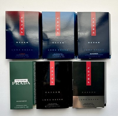 Prada Luna Rossa Cologne Perfume Collection 6pc Sample Vial Spray Set