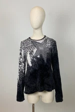 JET SET Women's Designer Luxury Star Print Mohair Pullower Knit Sweater Size 2