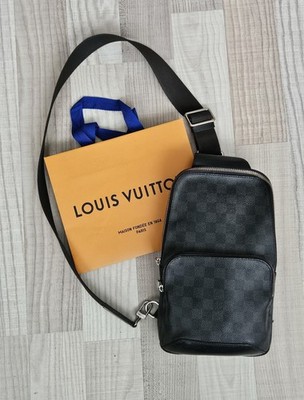 LOUIS VUITTON Avenue Sling Bag N41719 Damier Graphite mit Leder Schwarz RAR!