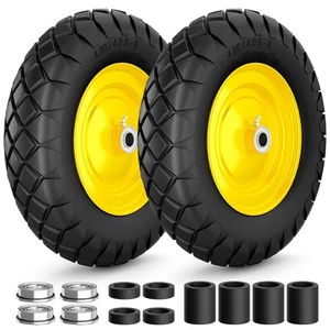 FlatFree Pneu de brouette 4.80/4.008, PunctureProof Remplacement solide, 2Pack