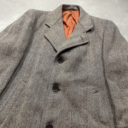 Vintage 60s Tweed Wool Overcoat Top Coat 42 Men’s Herringbone Atomic Alpagora - Picture 2 of 18