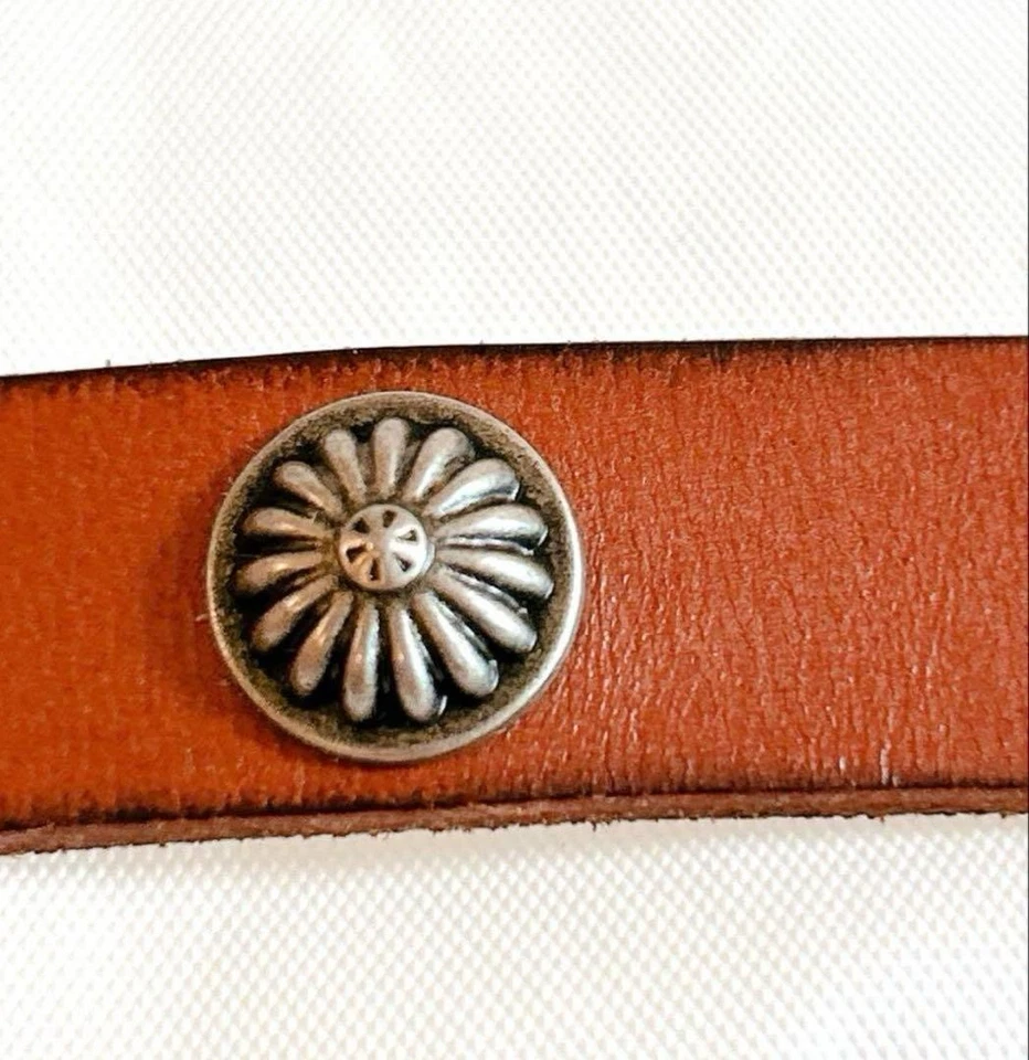 POLO Ralph Lauren Concho кожаный ремень регулируемый коричневый серебристый тон размер M - Изображение 4 из 4