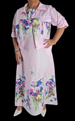 Women's set maxi dress with jacket size 44-48 made of natural material 