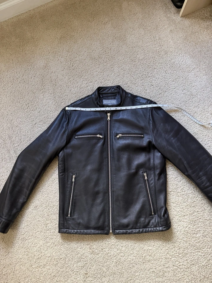 Michael Kors Leather Jacket Cafe Racer Style Men's small Size - Image 2 of 4