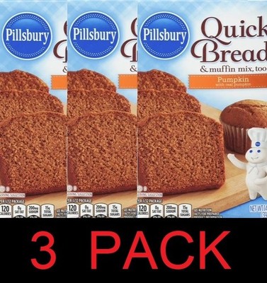 Pillsbury PUMPKIN BREAD Quick Bread & Muffin Mix too 14 oz Box - 3 PACK