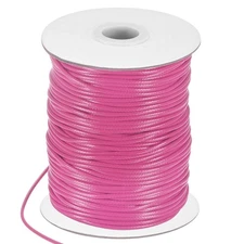 87 Yards 2mm Waxed Polyester Cord with Spool for Jewelry Making, Dark Pink