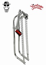 Vintage Lowrider 26" Bent Leg Springer Chrome Fork w/Triple Flat Twisted Bars.