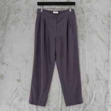 Aritzia Babaton Pleated Tapered Trousers Womens 8 Grey Purple High Rise Polished