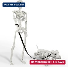 Lighted Human  Dog Skeleton Halloween Decorations Outdoor/Indoor - 36 Inch Real