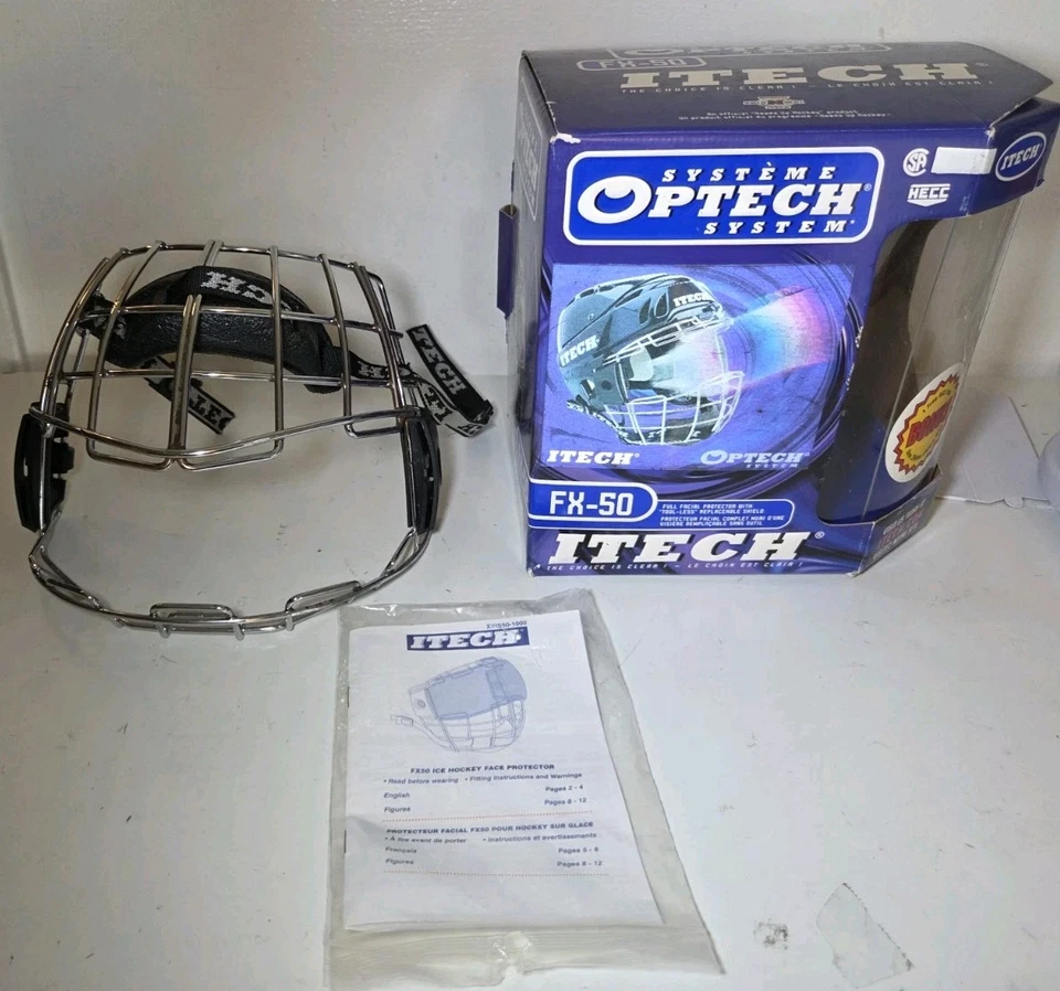 ITECH FX-50 Ice HOCKEY MASK Vintage 2000, No Eye Shields, Made In Canada - Image 3 of 4
