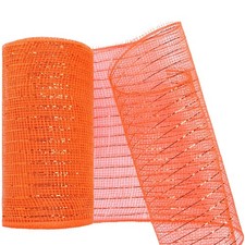 Deco Mesh Ribbon 5.9 Inch x 30 Feet Orange Metallic Foil Wreath Not Wired
