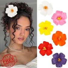 6 Pcs Hawaiian Flower Hair Clips Hibiscus Beach Vacation Party