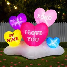 6FT Length Valentine's Day Inflatable Sweet Hearts Outdoor Decoration, Blow u...