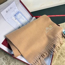 LoroPiana Cashmere Scarf Solid Camel 30x180cm Unisex