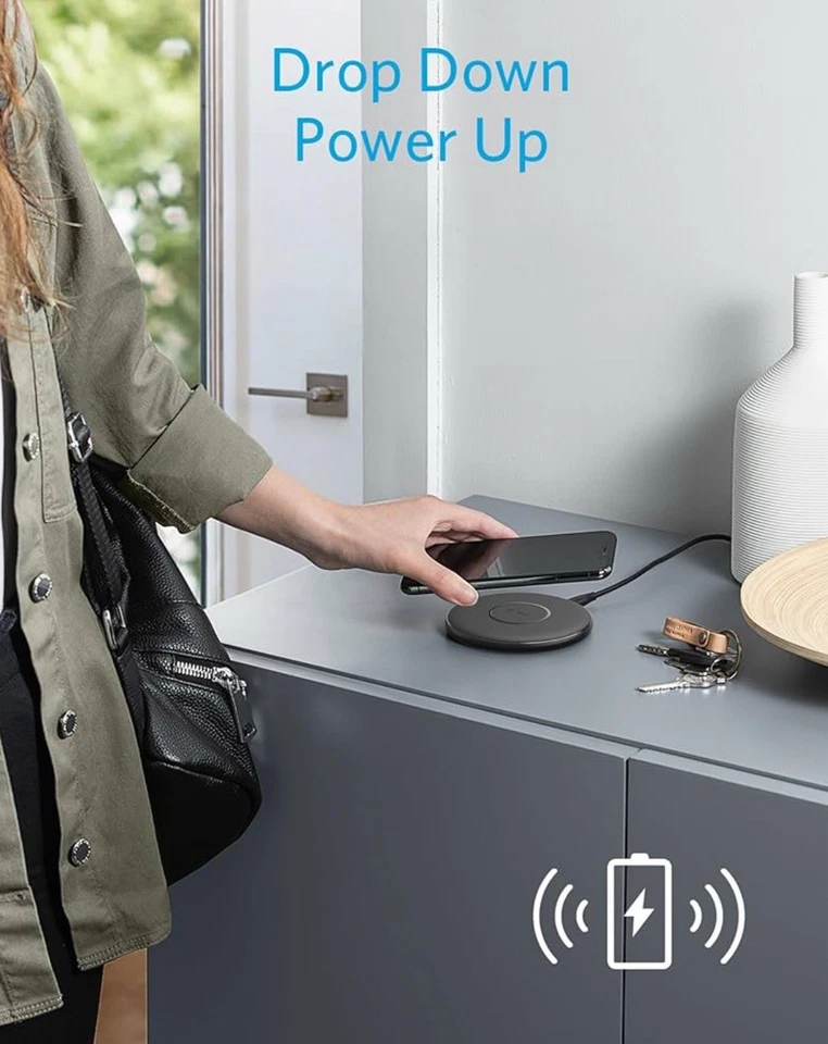 Almohadilla de carga inalámbrica Anker PowerWave 10W - Cargador rápido Qi para iPhone y Samsung Foto 3 de 4