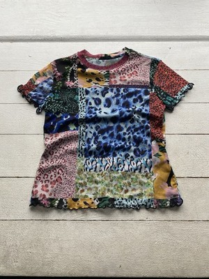 Desigual Sexy Top Womens Multicolor T Shirt Mesh Large Gothic Opium Punk