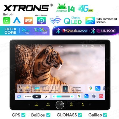 10,1'' QLED 1 DIN Android 14 Autoradio GPS Navi LTE 4G CarPlay 8-Kern 8GB 128GB