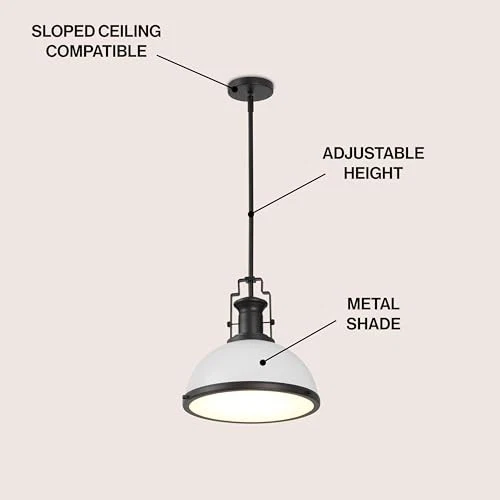 JYL9536E Homer 1-Light Modern Industrial Iron LED Dome 13" Matte Black/White - Image 4 of 4