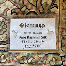Jennings Fine Kashmir Silk Hand-Knotted Oriental Floral Fringed Rug 154x94