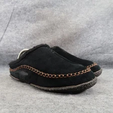 Sorel Shoes Mens 8 Slippers Falcon Ridge Slip On Leather Faux Fur Casual Black