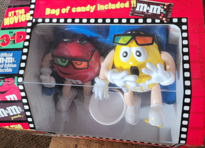 VINTAGE M&M'S RED & YELLOW AT THE MOVIES CANDY DISPENSER for sale
