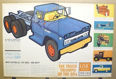 1961 GMC 5500 Semi-Tractor Truck Vintage Print Ad Heavy Duty Six-Wheeler