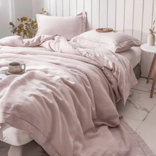 Simple&Opulence 100% Washed Linen Duvet Cover with Embroidered, Twin Size(68"...
