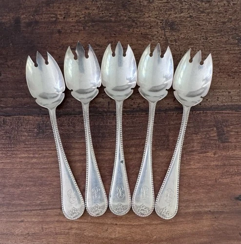 Set of 5 Sterling Silver Ice Cream Forks by Rogers Lunt & Bowlen